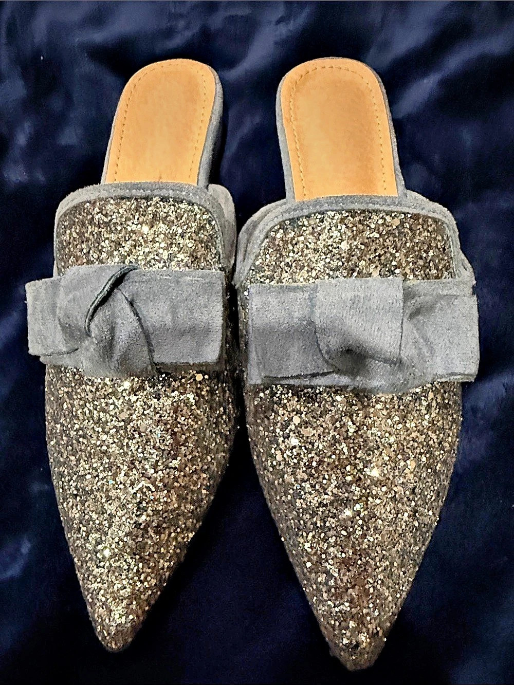 Glitter Bow Mules BLUE SOARKLE EU 42 size 9.5 BNWOB